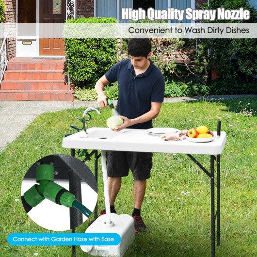Folding Cleaning Sink Faucet Cutting Camping Table with Sprayer at Set Shop and Smile