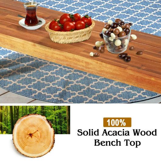 Set of 2 Patio Acacia Wood Dining Benches at Set Shop and Smile