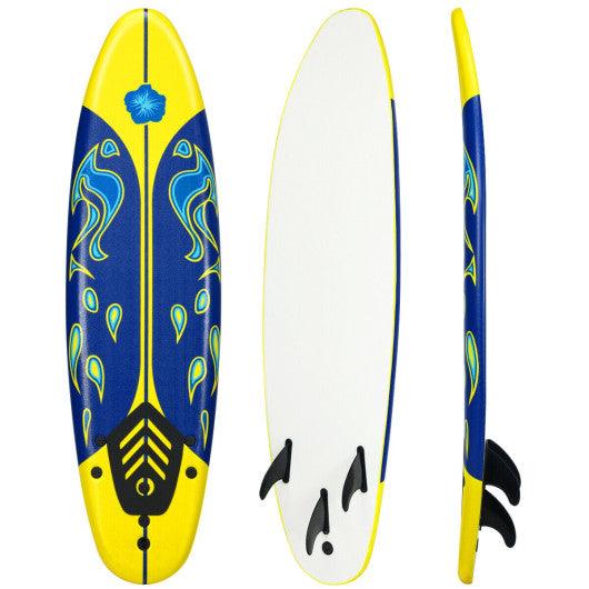 6 Feet Surfboard with 3 Detachable Fins-Yellow at Set Shop and Smile