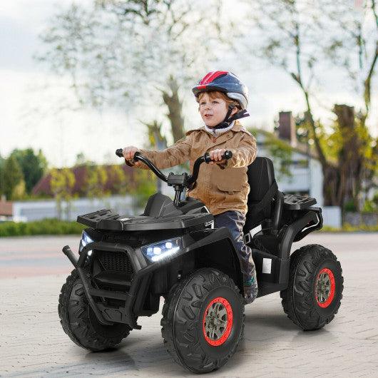 12 V Kids Electric 4-Wheeler ATV Quad with MP3 and LED Lights-Black at Set Shop and Smile