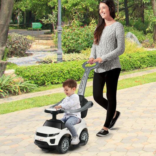 3 In 1 Ride on Push Car Toddler Stroller Sliding Car with Music-White at Set Shop and Smile