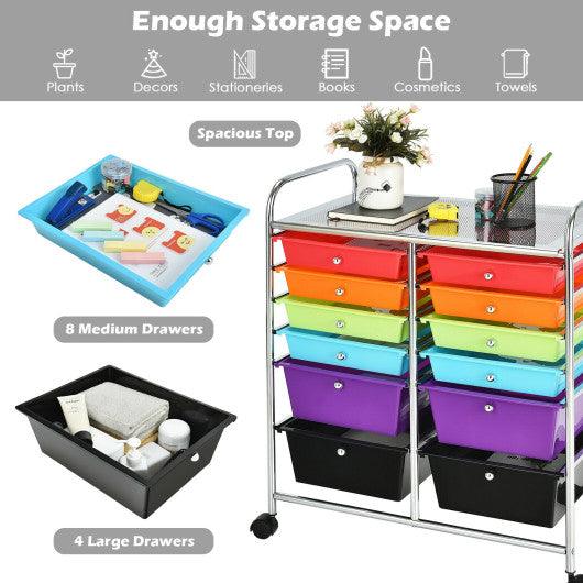12 Drawers Rolling Cart Storage Scrapbook Paper Organizer Bins-Deep Multicolor at Set Shop and Smile