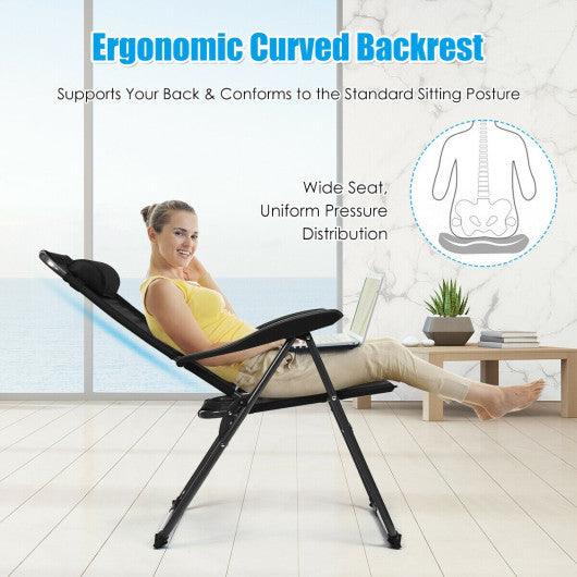 4 Pieces Patio Garden Adjustable Reclining Folding Chairs with Headrest-Black at Set Shop and Smile