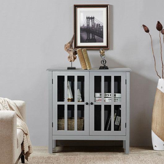 Glass Door Sideboard Console Storage Buffet Cabinet-Gray at Set Shop and Smile