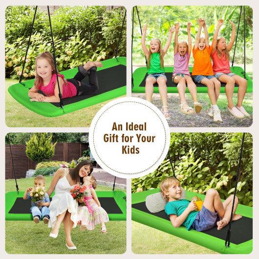 60 Inches Platform Tree Swing Outdoor with 2 Hanging Straps-Green at Set Shop and Smile