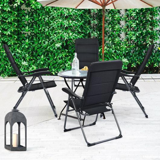 Set of 4 Patio Folding Chairs with Adjustable Backrest-Black at Set Shop and Smile