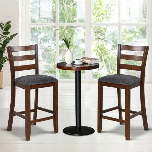 2 Pieces Counter Height Chairs with Fabric Seat and Rubber Wood Legs at Set Shop and Smile