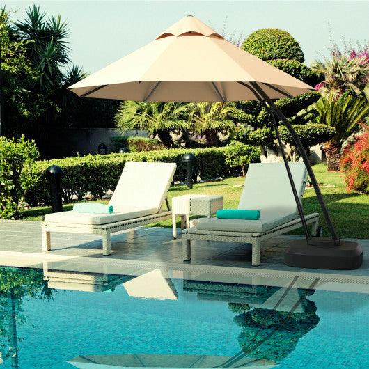 11 Feet Outdoor Cantilever Hanging Umbrella with Base and Wheels-Beige at Set Shop and Smile