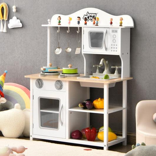 Wooden Pretend Play Kitchen Set for Kids with Accessories and Sink at Set Shop and Smile