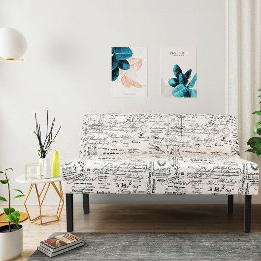 Living Room Wooden Leg Armless Loveseat Sofa-Multicolor at Set Shop and Smile