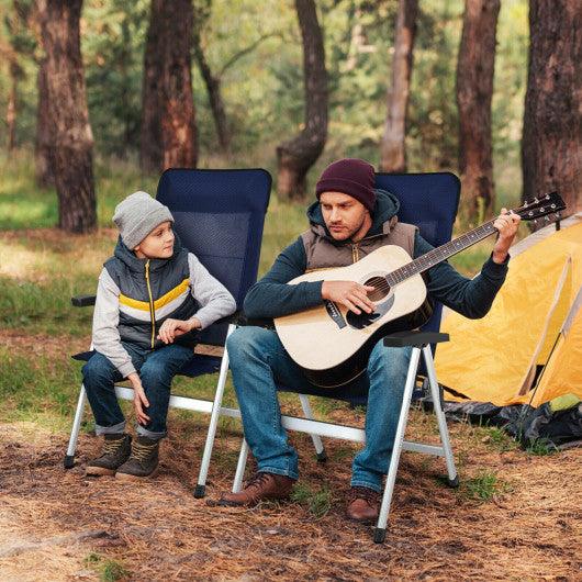 2Pcs Patio Dining Chair with Adjust Portable Headrest-Blue at Set Shop and Smile