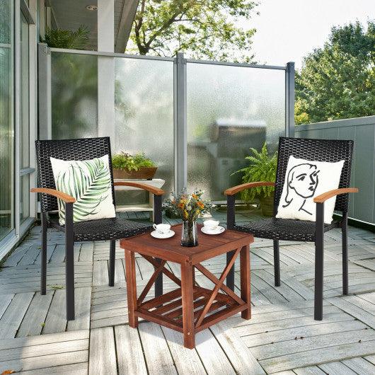 Set of 4 Outdoor Patio PE Rattan Dining Chairs with Powder-coated Steel Frame at Set Shop and Smile
