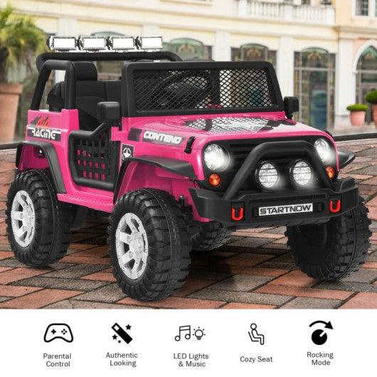 12V Kids Remote Control Electric Ride On Truck Car with Lights and Music -Pink at Set Shop and Smile