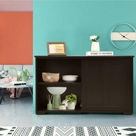 Kitchen Storage Cabinet with Wood Sliding Door-Brown at Set Shop and Smile