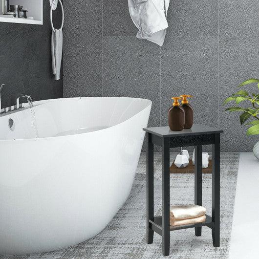 2-Tier Nightstand End Side Wooden Legs Table for Bedroom-Black at Set Shop and Smile