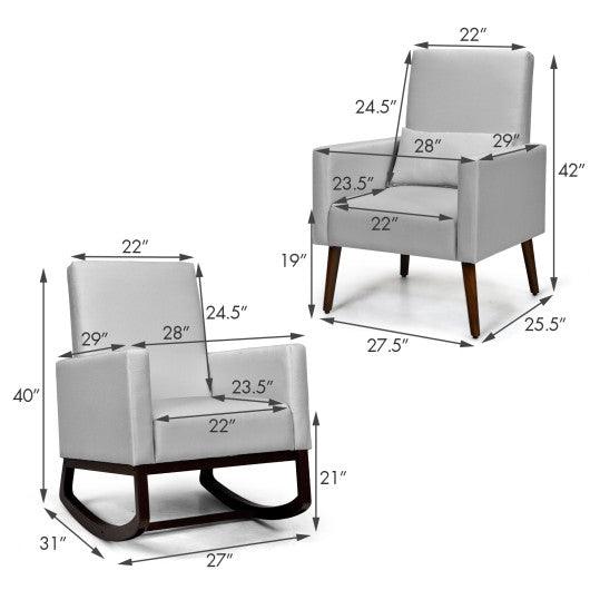 2-in-1 Fabric Upholstered Rocking Chair with Pillow-Light Gray at Set Shop and Smile