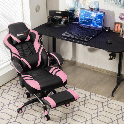 Adjustable Gaming Chair with Footrest for Home Office-Pink at Set Shop and Smile