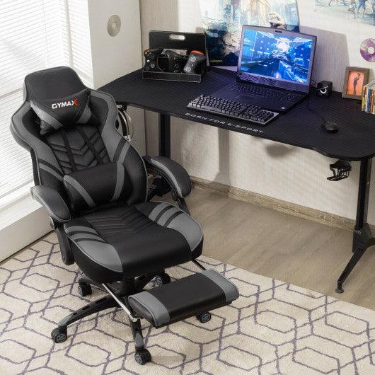 Adjustable Gaming Chair with Footrest for Home Office-Gray at Set Shop and Smile