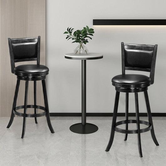 Set of 2 29 Inch Swivel Bar Height Stool Wood Dining Chair Barstool-Black at Set Shop and Smile