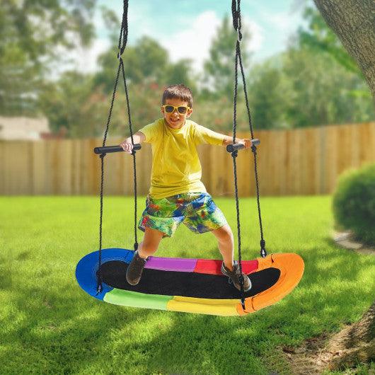 Saucer Tree Swing Surf Kids Outdoor Adjustable Oval Platform Set with Handle-Color at Set Shop and Smile