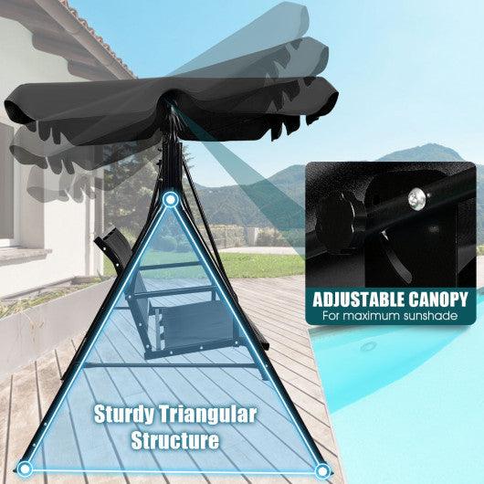 3 Person Patio Swing with Polyester Angle Adjustable Canopy at Set Shop and Smile