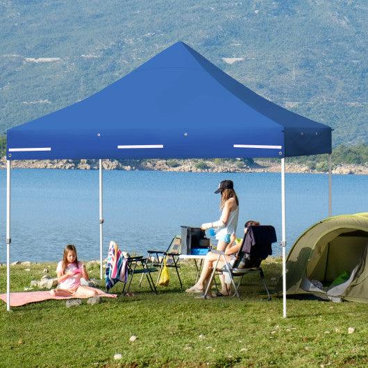 10 x 10 Feet Pop up Gazebo with 4 Height and Adjust Folding Awning-Blue at Set Shop and Smile