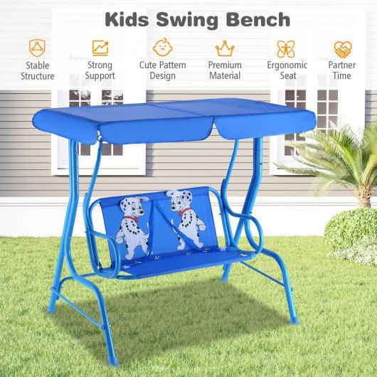 Outdoor Kids Patio Swing Bench with Canopy 2 Seats at Set Shop and Smile