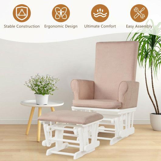 Baby Nursery Relax Rocker Rocking Chair Glider and Ottoman Cushion Set-Pink at Set Shop and Smile
