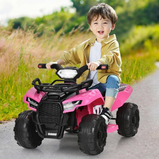 6V Kids ATV Quad Electric Ride On Car with LED Light and MP3-Pink at Set Shop and Smile