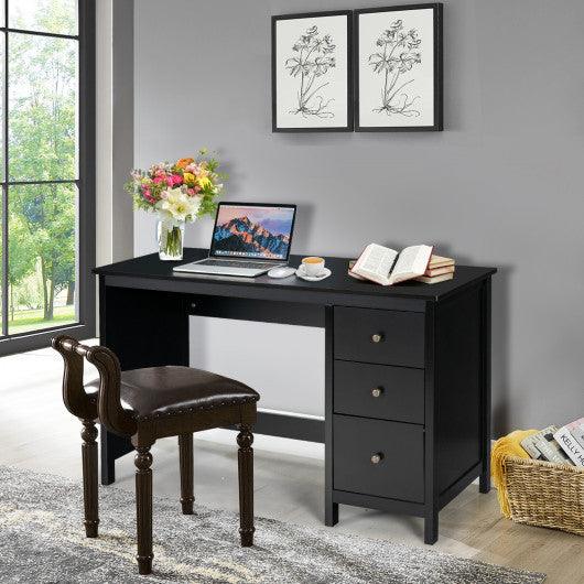 3-Drawer Home Office Study Computer Desk with Spacious Desktop-Black at Set Shop and Smile