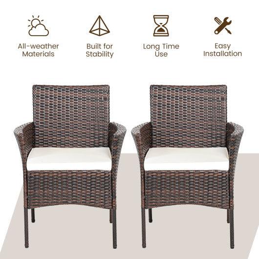 2 Pieces Outdoor PE Rattan Armchairs with Removable Cushions at Set Shop and Smile
