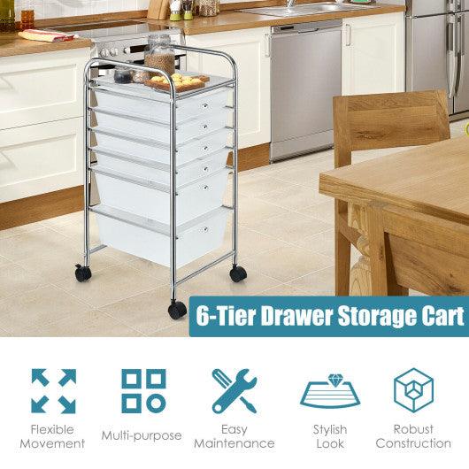 6 Drawers Rolling Storage Cart Organizer-Clear at Set Shop and Smile