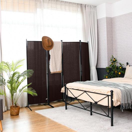 4-Panel Room Divider with Steel Frame-Brown at Set Shop and Smile