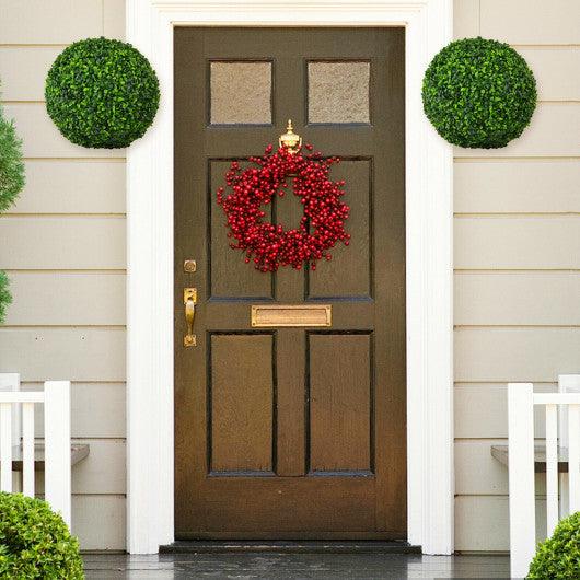 2 Pieces 15.7 Inch Artificial Boxwood Topiary Ball Tree Set at Set Shop and Smile