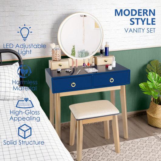 Makeup Vanity Table Set 3 Color Lighting Dressing Table-Blue at Set Shop and Smile