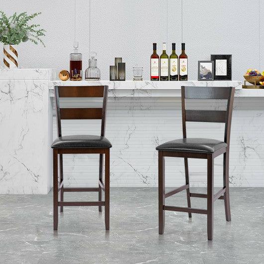 2-Pieces Upholstered Bar Stools Counter Height Chairs with PU Leather Cover at Set Shop and Smile