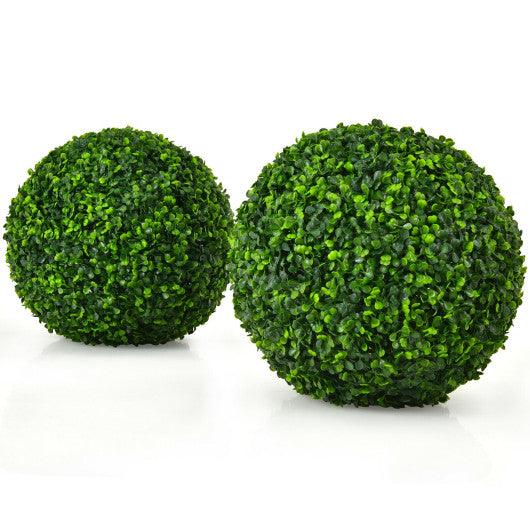 2 Pieces 15.7 Inch Artificial Boxwood Topiary Ball Tree Set at Set Shop and Smile