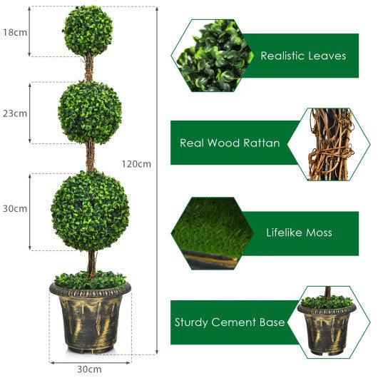 4 Feet Artificial Topiary Triple Ball Tree Plant at Set Shop and Smile