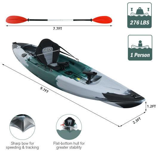 Sit-on-Top Fishing Kayak Boat With Fishing Rod Holders and Paddle-Gray at Set Shop and Smile