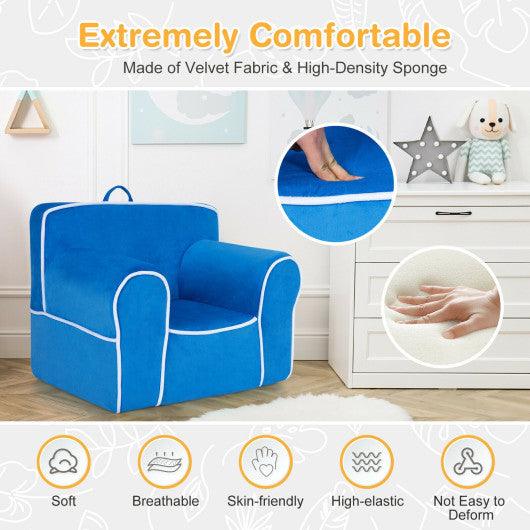 Upholstered Kids Sofa with Velvet Fabric and High-Quality Sponge-Blue at Set Shop and Smile