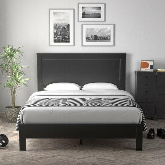 Full Size Platform Slat Bed Frame with High Headboard-Black at Set Shop and Smile