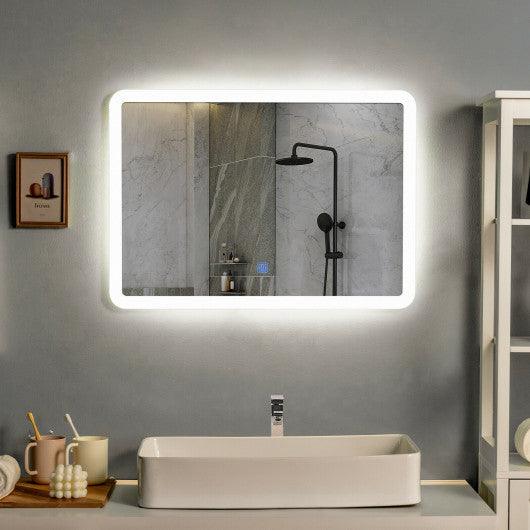 LED Wall-mounted Bathroom Rounded Arc Corner Mirror with Touch at Set Shop and Smile