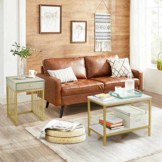 2 Pieces Modern Nesting Coffee Table Set with Drawer and Shelf-White at Set Shop and Smile