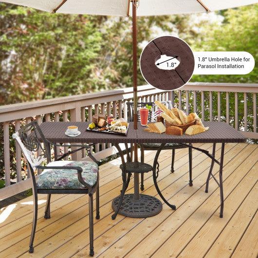 6 Feet Folding Portable Rattan Table with Carrying Handle at Set Shop and Smile