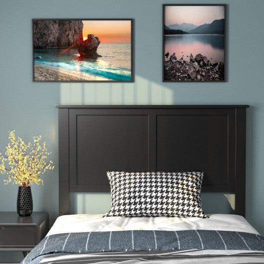 Solid Wood Flat Panel Headboard for Twin-size Bed-Black at Set Shop and Smile