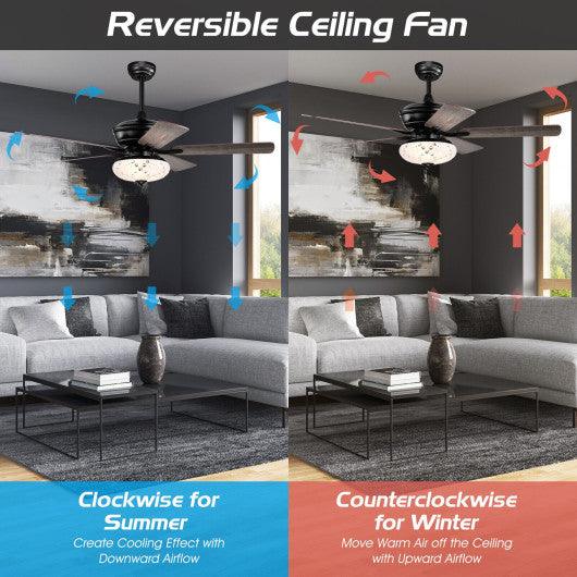 52 Inch Ceiling Fan with 3 Wind Speeds and 5 Reversible Blades-Gray at Set Shop and Smile
