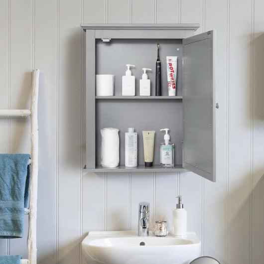 Bathroom Mirror Cabinet Wall Mounted Adjustable Shelf Medicine Storage-Gray at Set Shop and Smile