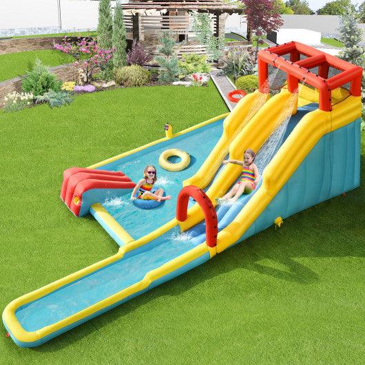 Inflatable Dual Slide Water Park Climbing Bouncer with 735W Air Blower at Set Shop and Smile
