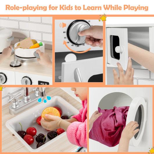 Wooden Kids Kitchen with Washing Machine at Set Shop and Smile