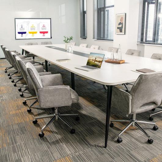 Adjustable Hollow Mid Back Leisure Office Chair with Armrest-Gray at Set Shop and Smile